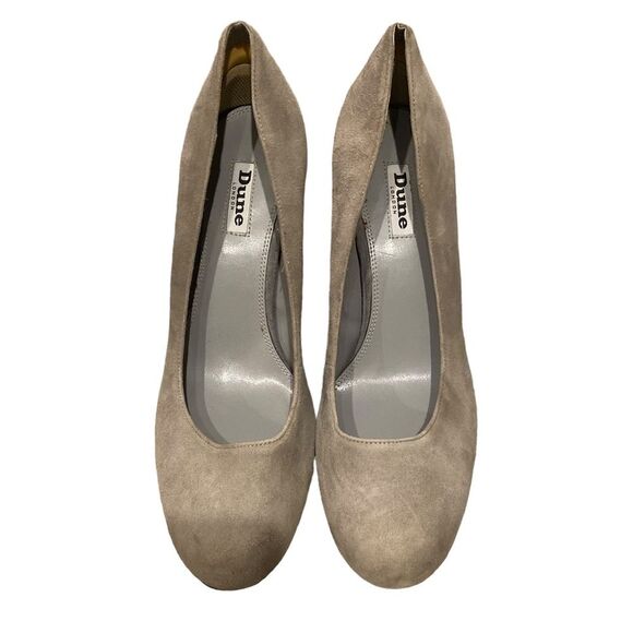 Dune London Bindy Crystal Block Heel Beige Grey Suede Leather Size 10 - Picture 5 of 10